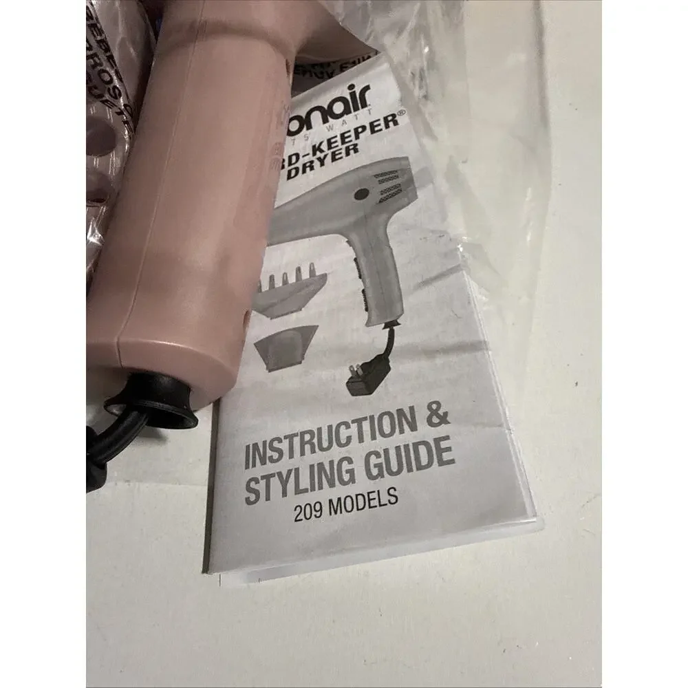 Ionic Tourmaline Retractable Cord Hair Blow Dryer With Attachments